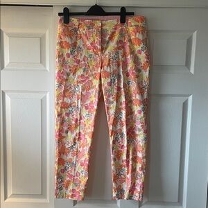 Talbots Floral Print Pants in Pink and Orange